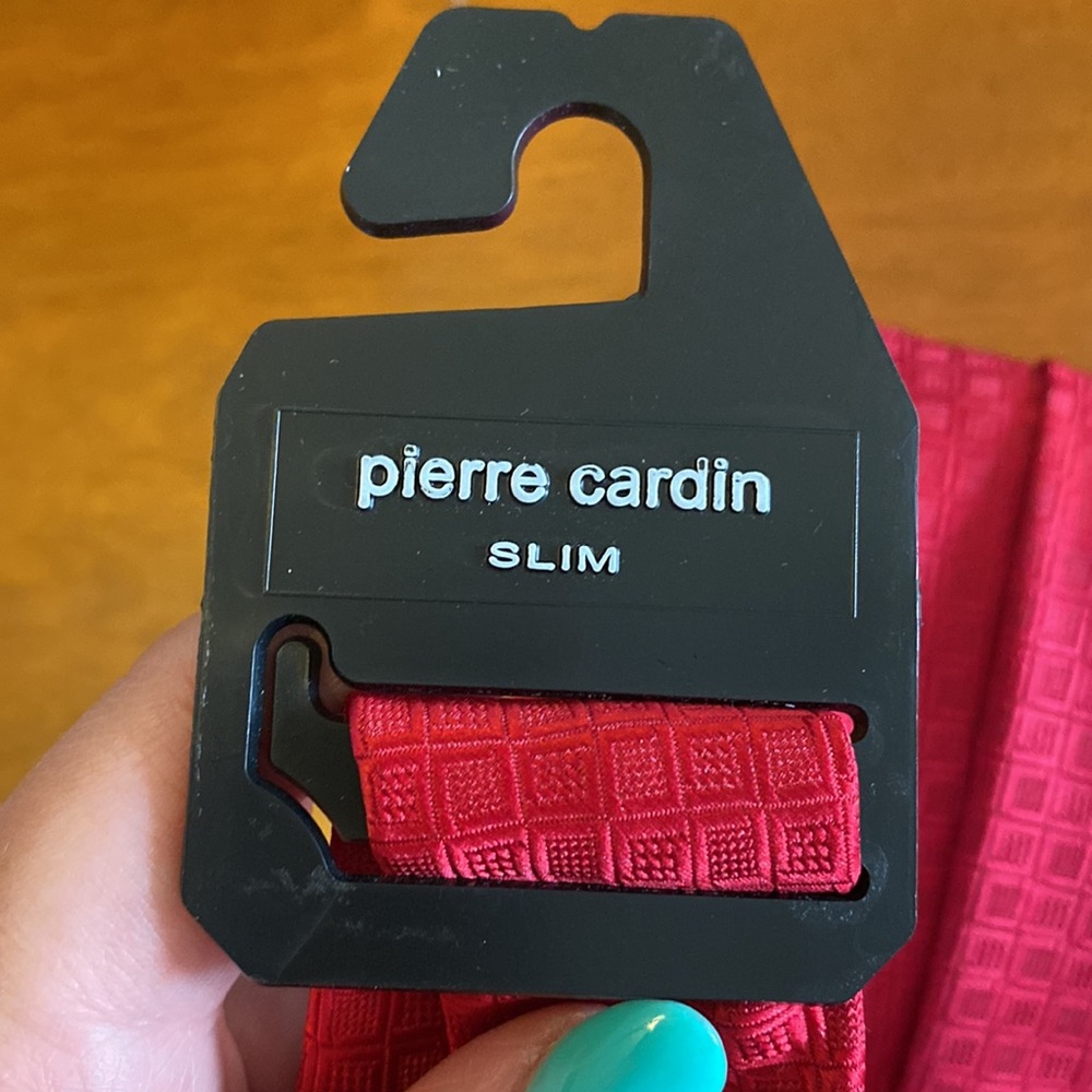 Pierre Cardin Red Slim Tie NEW NWT - Picture 5 of 6